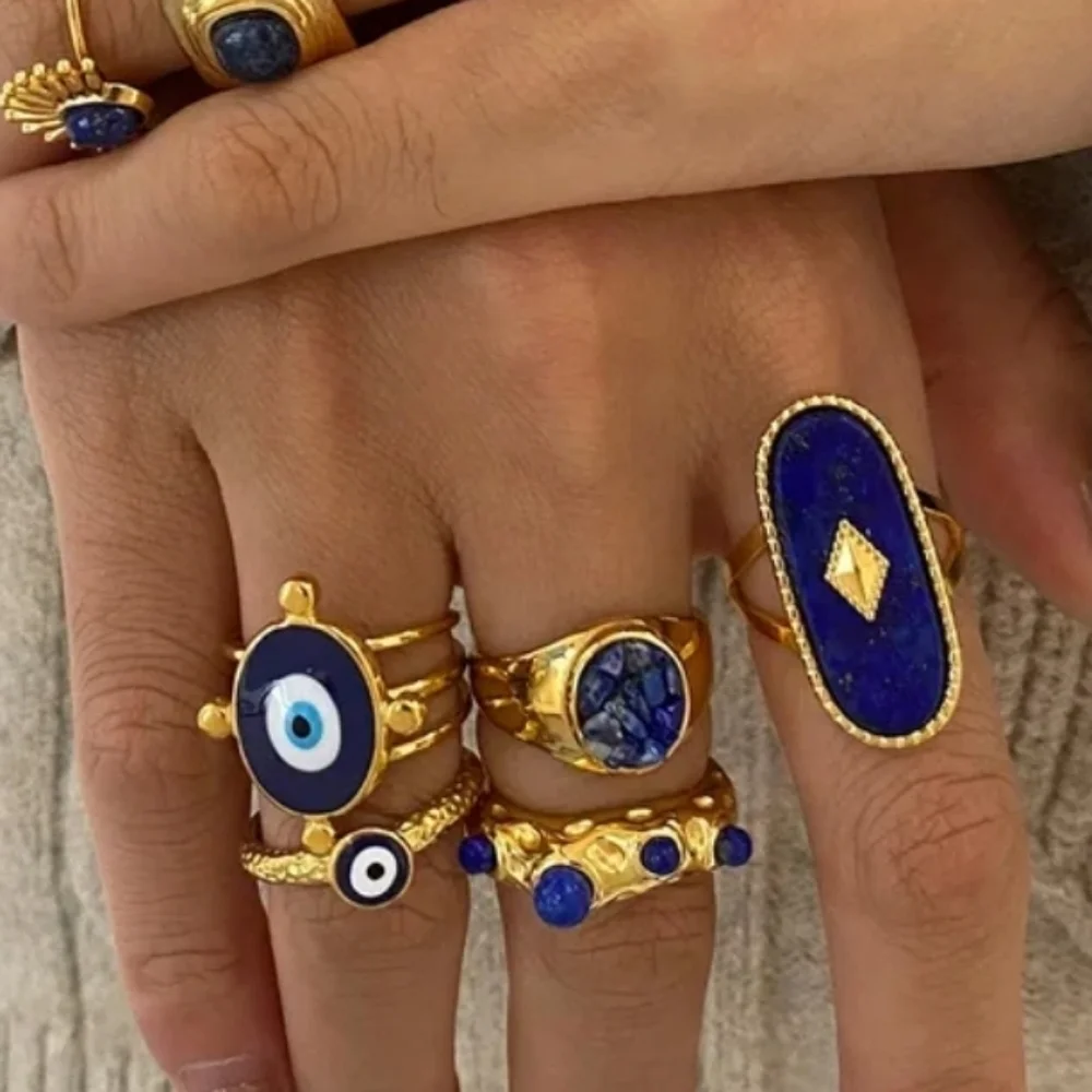 New 18k Gold-Plated Evil Eye Ring | Waterproof Stainless Steel | Size 8 Nwot